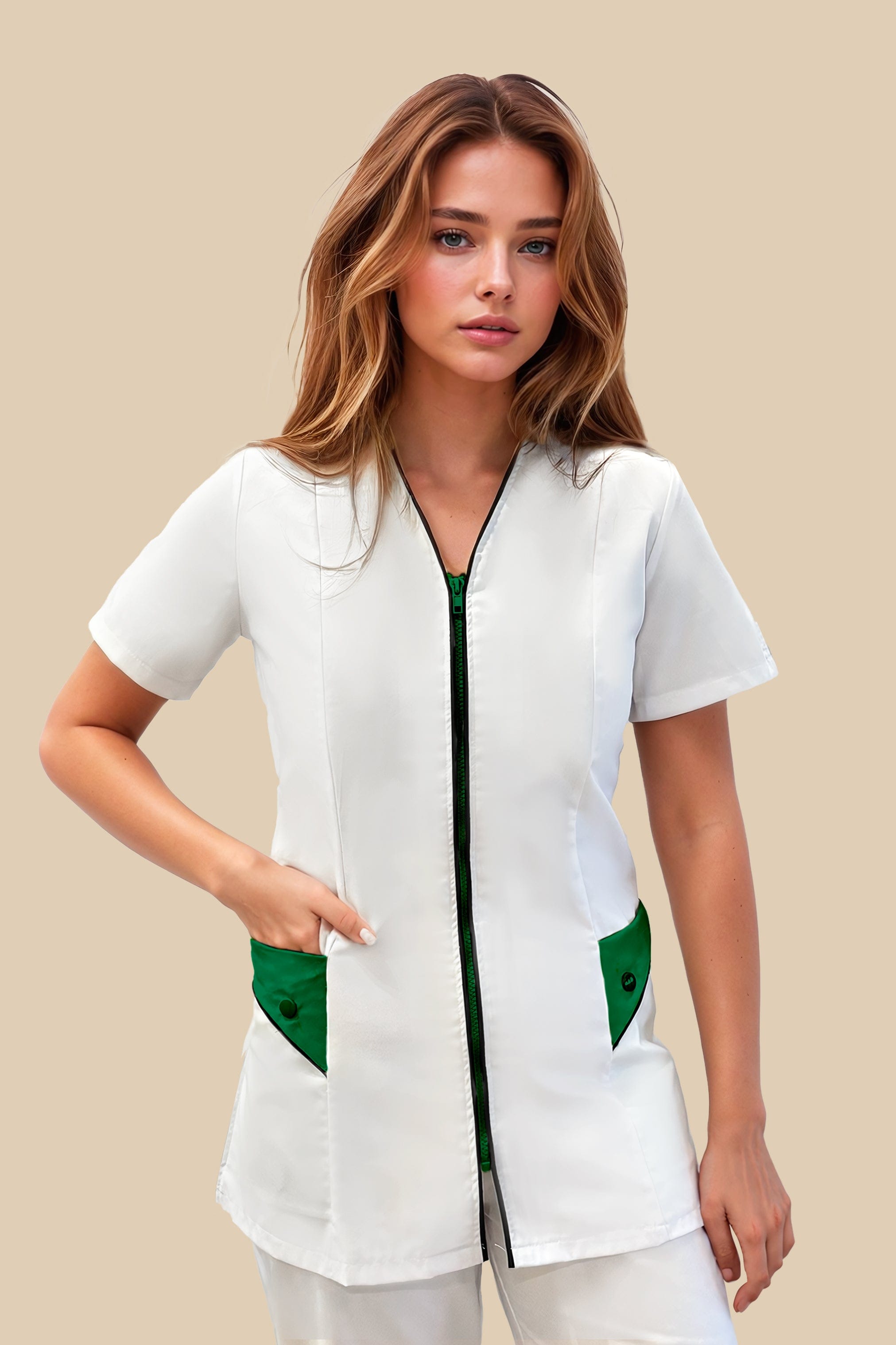 SRC Création Blouse Médicale Blouse médicale femme blanc et vert - NOLA