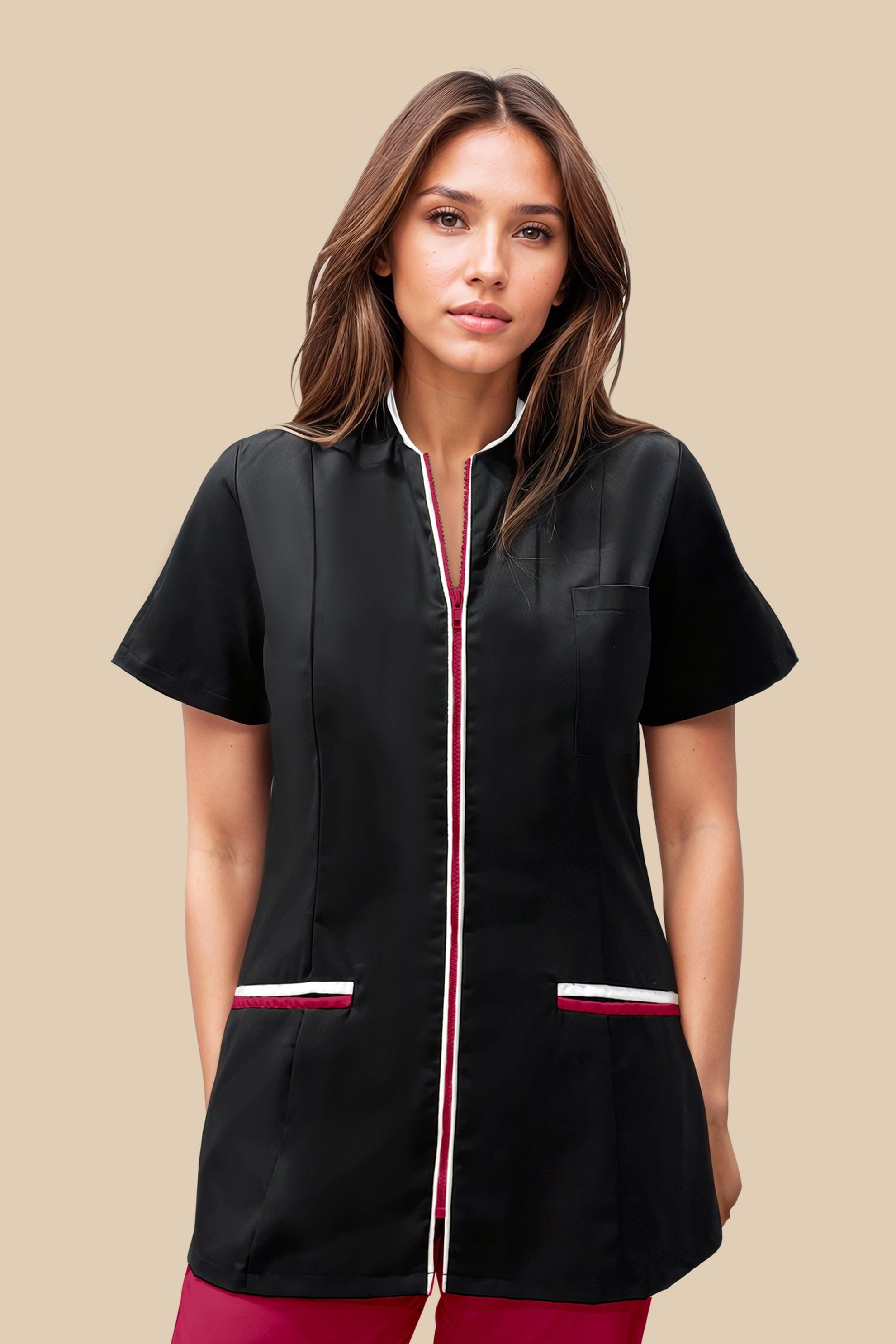 SRC Création Blouse Médicale Blouse médicale femme cintrée Noir/Blanc/Fuchsia - LOKKA