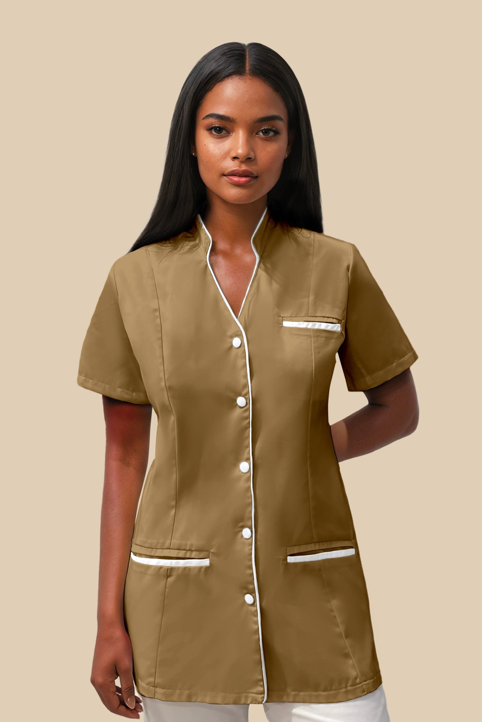 SRC Création Blouse Médicale Blouse médicale femme col V biscuit et blanc - KOSA