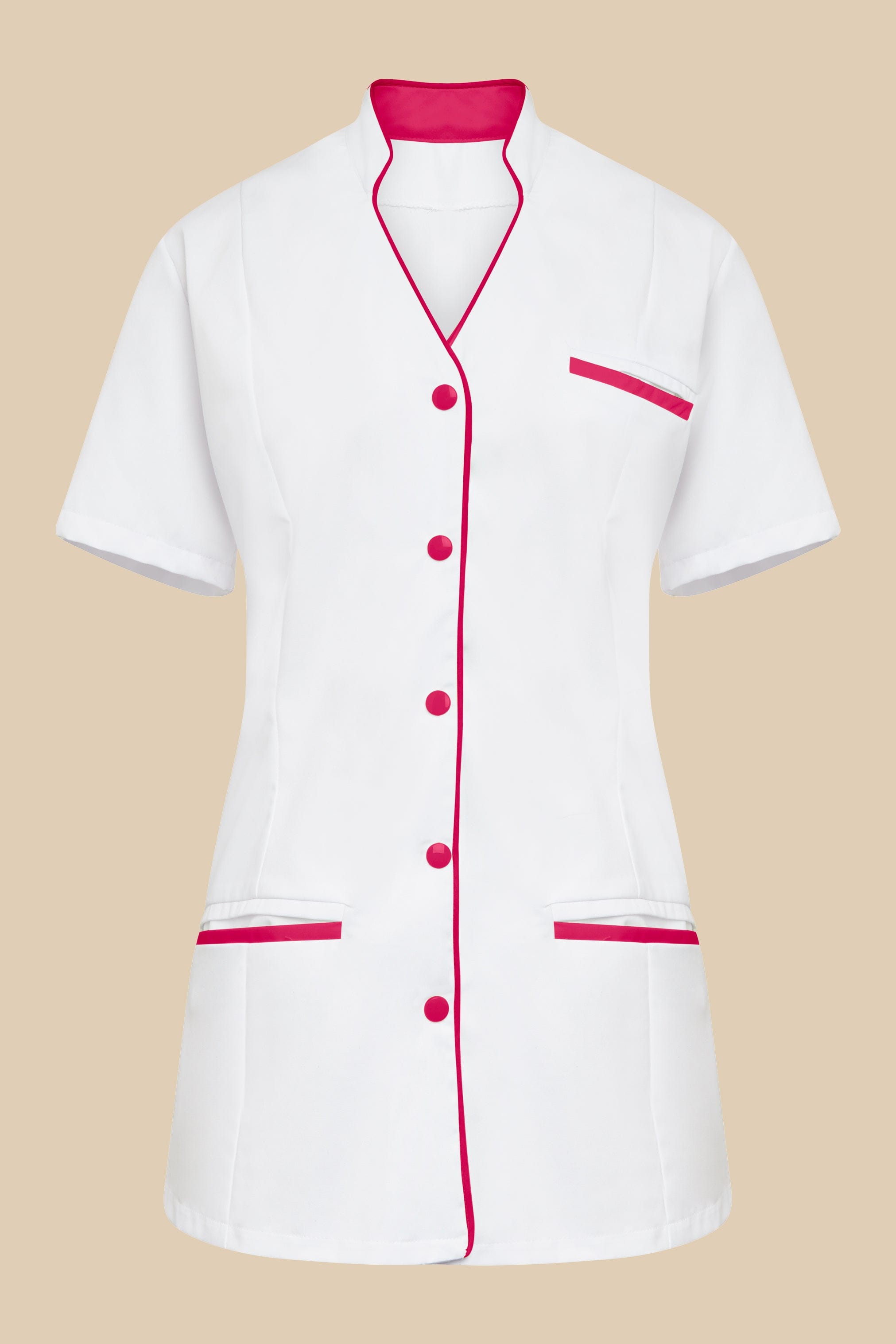 SRC Création Blouse Médicale Blouse médicale femme col V blanc et fuchsia - KOSA