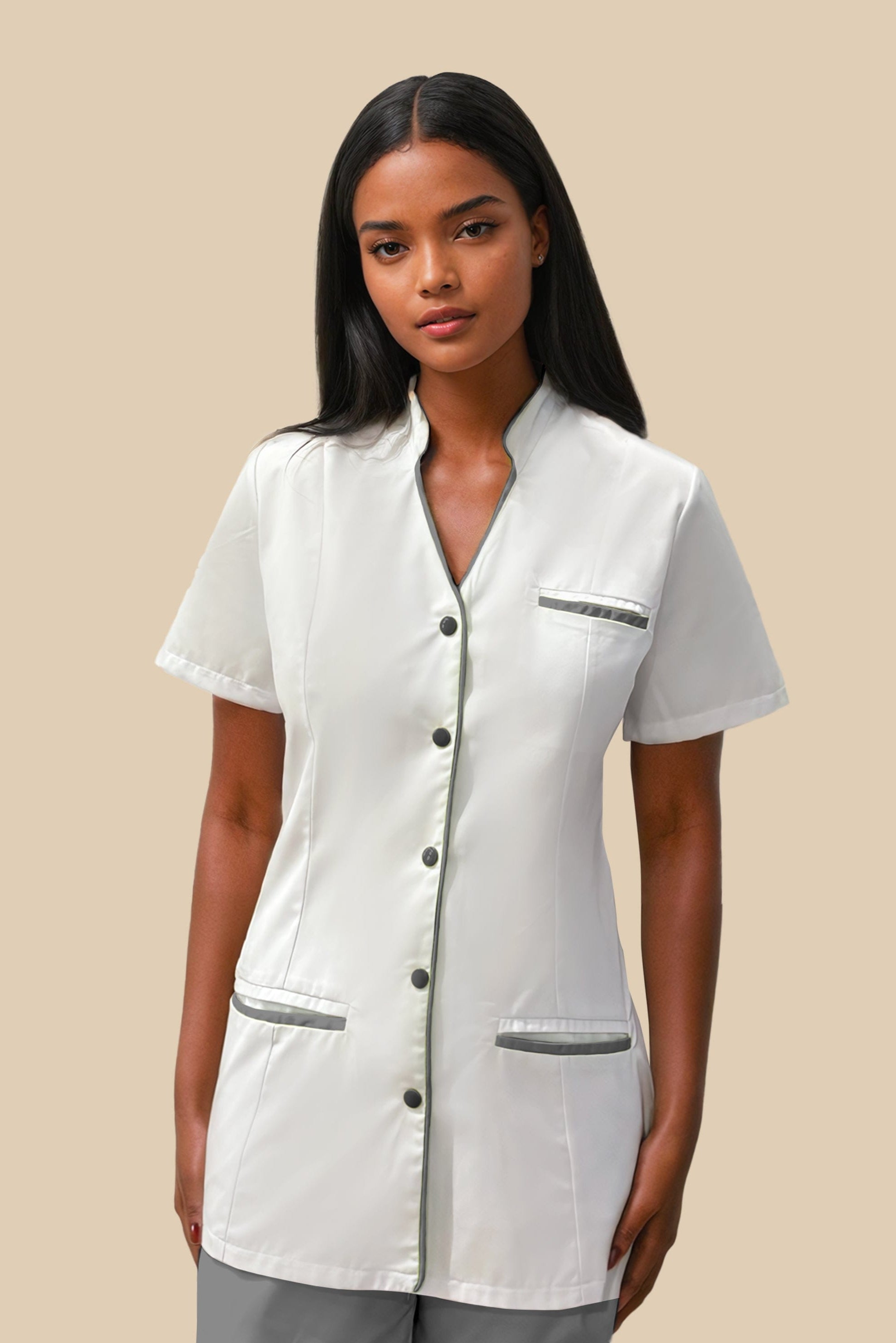 SRC Création Blouse Médicale Blouse médicale femme col V blanc et gris - KOSA