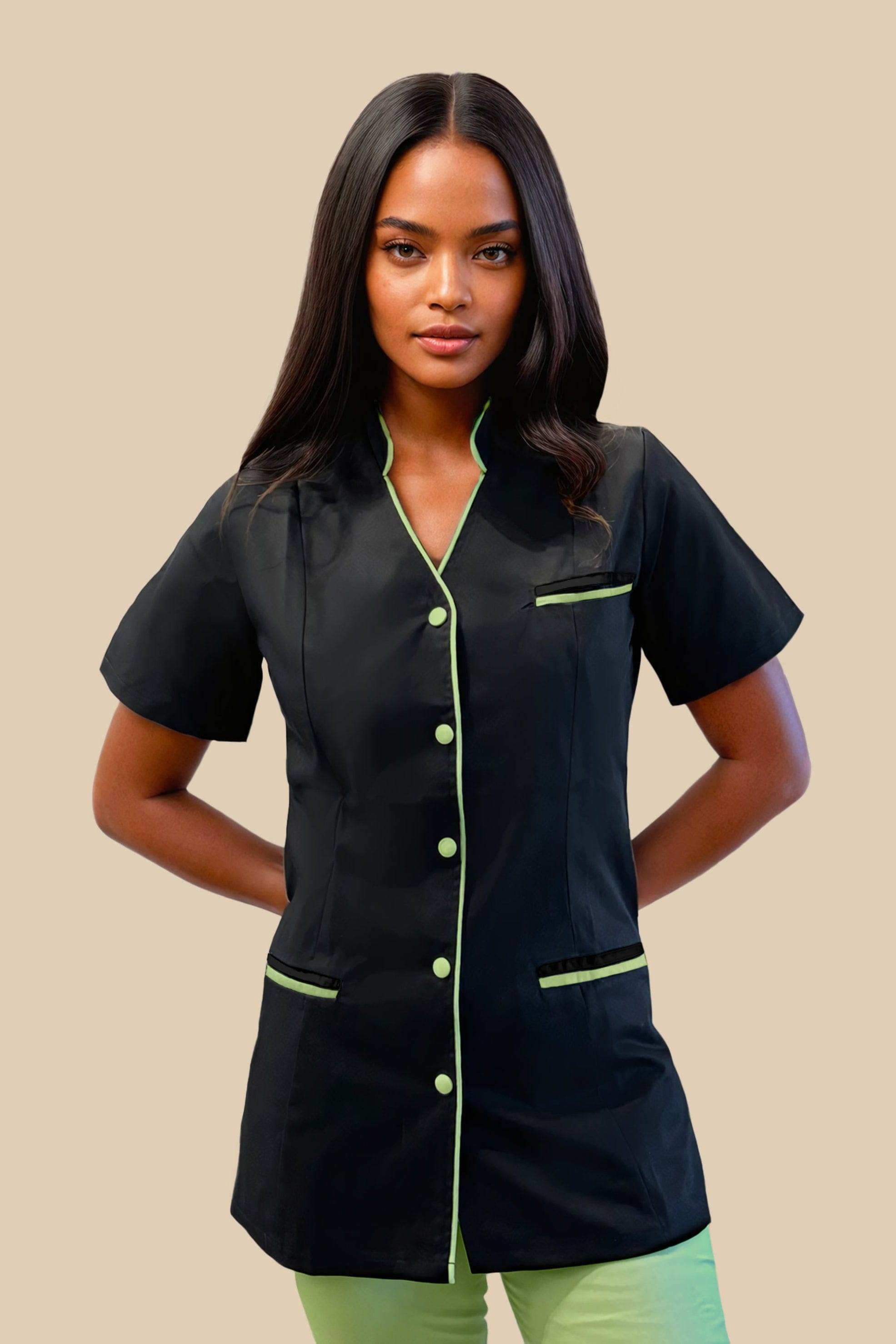 SRC Création Blouse Médicale Blouse médicale femme col V noir et anis - KOSA