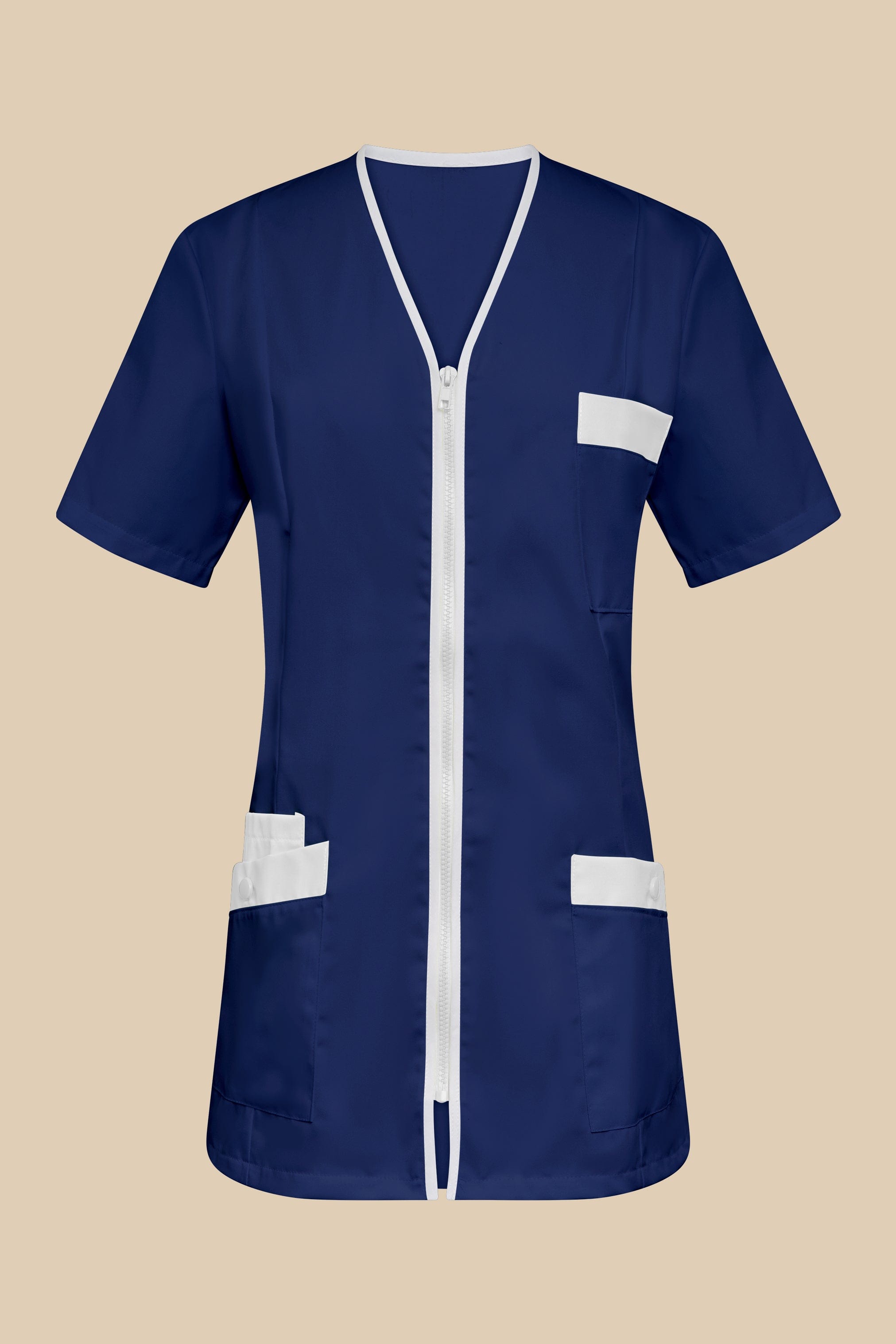 SRC Création Blouse Médicale Blouse médicale femme fermeture éclair marine et blanc - ISKA