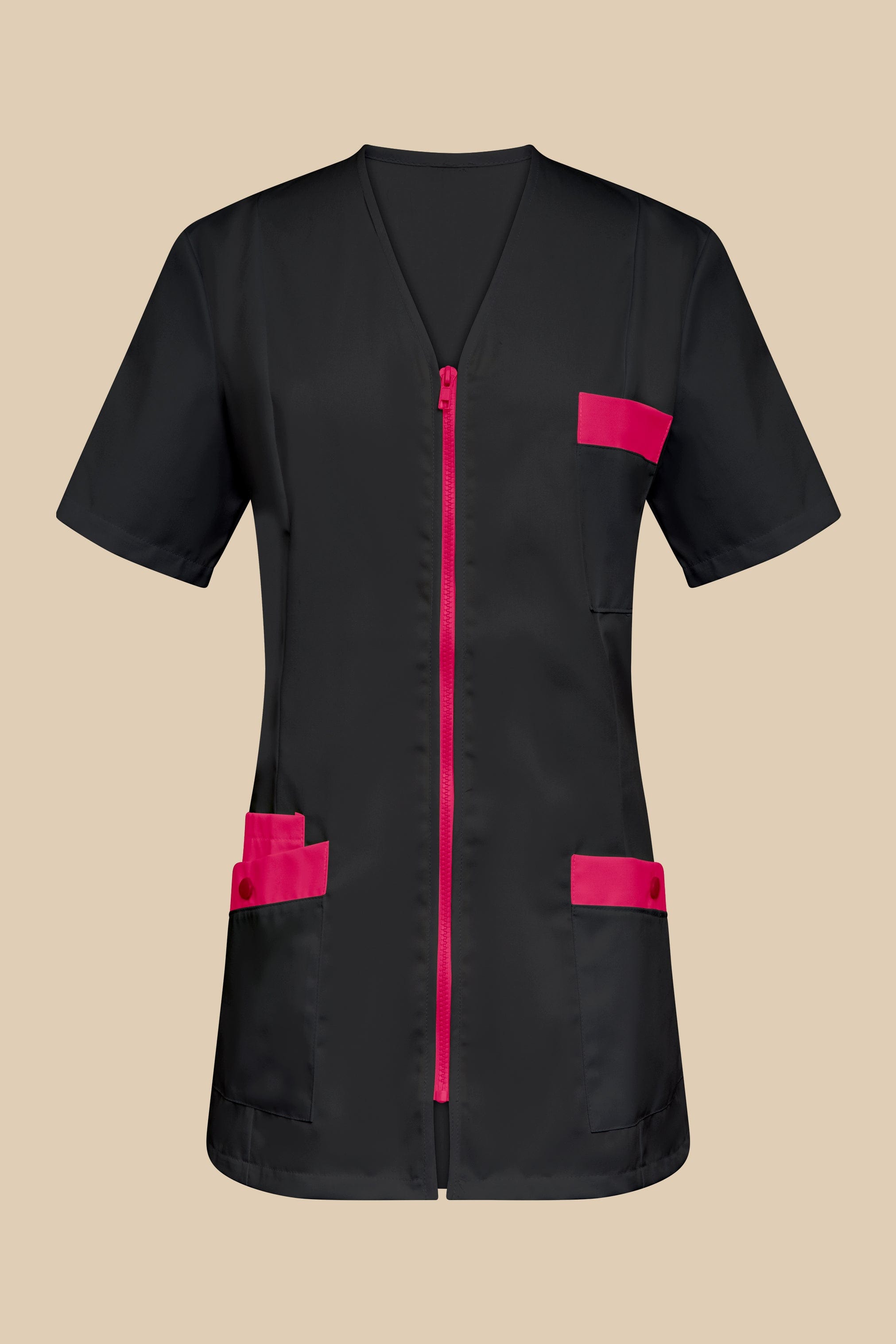 SRC Création Blouse Médicale Blouse médicale femme fermeture éclair noir et fuchsia - ISKA