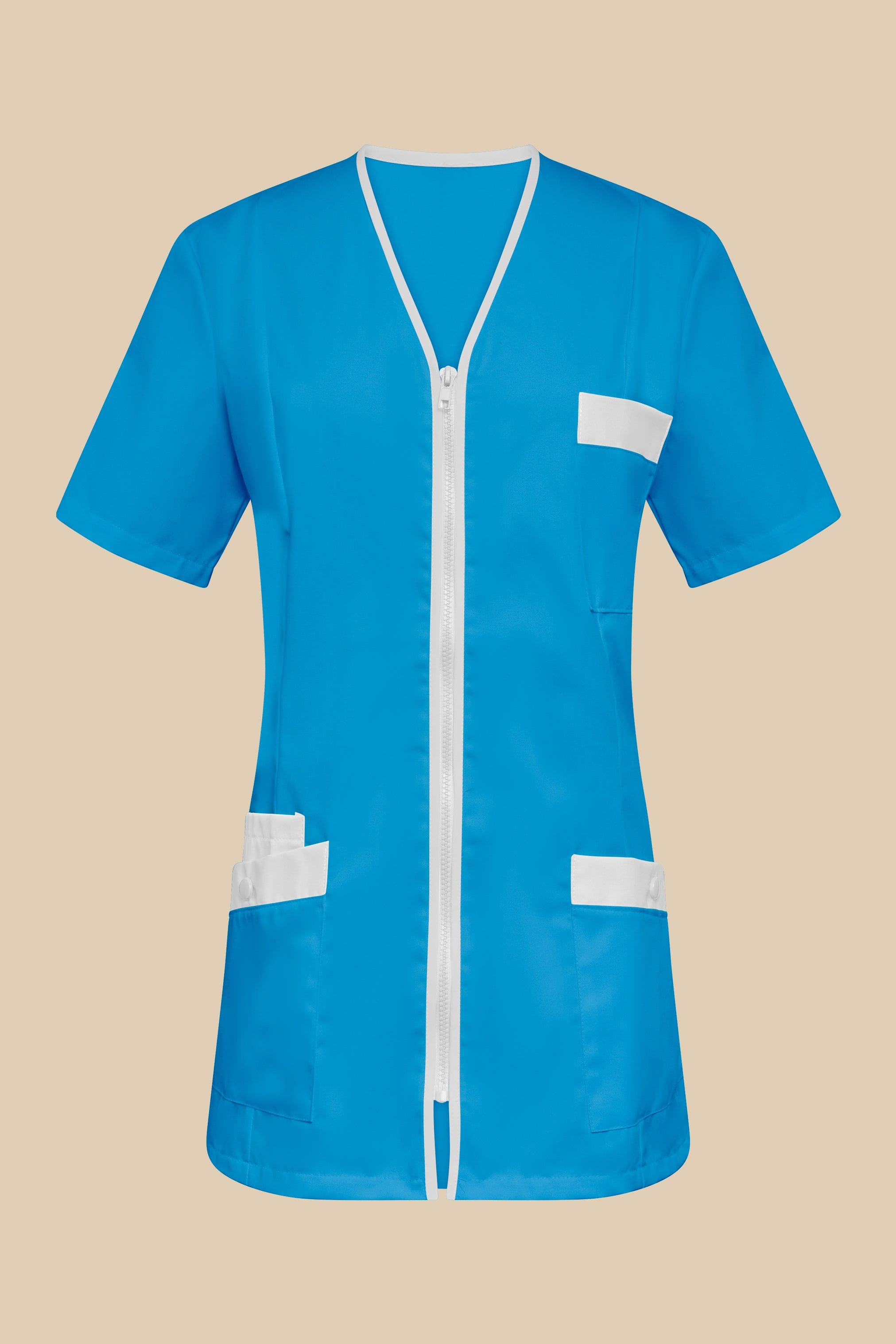 SRC Création Blouse Médicale Blouse médicale femme fermeture éclair turquoise et blanc - ISKA