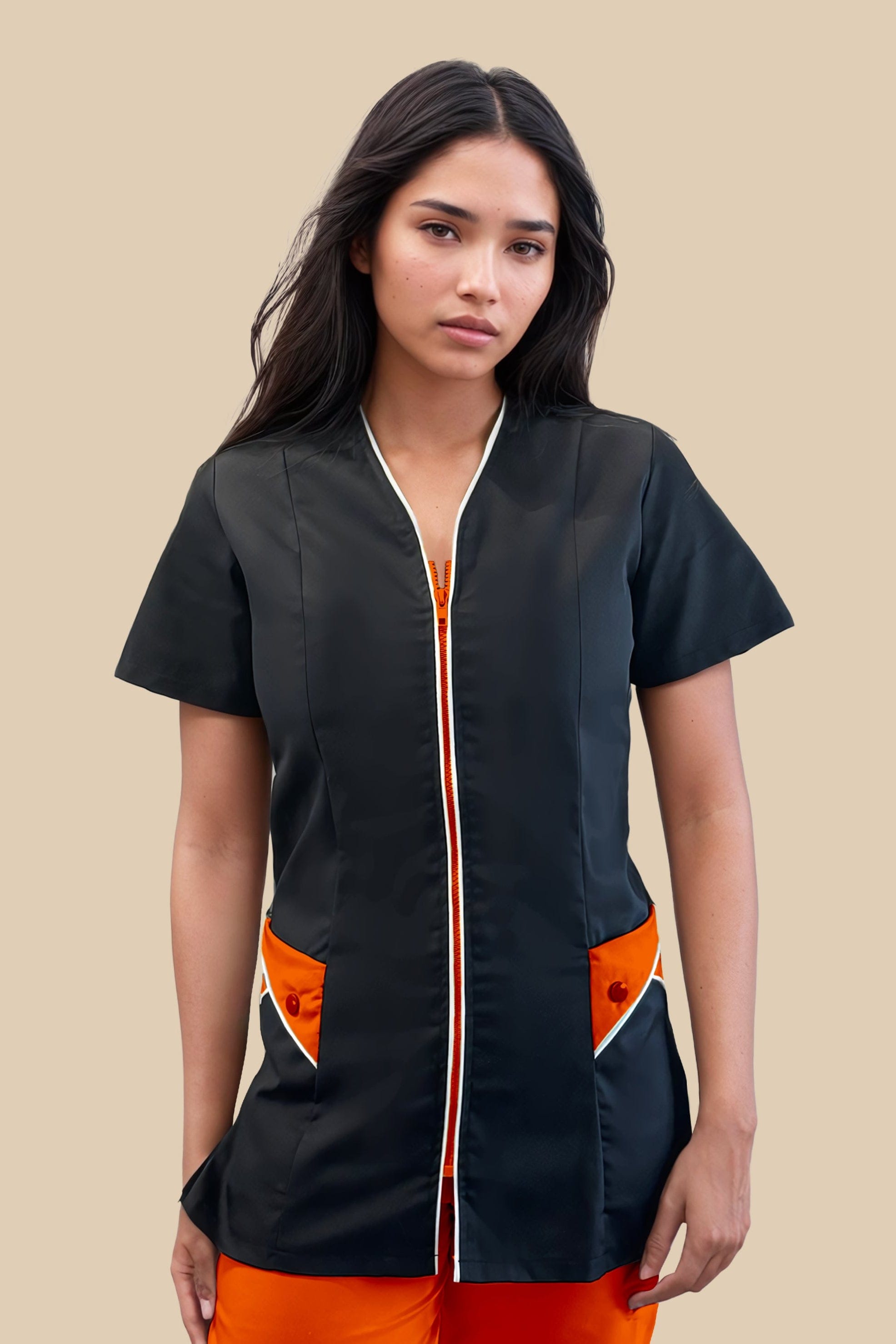 SRC Création Blouse Médicale Blouse médicale femme noir et orange - NOLA