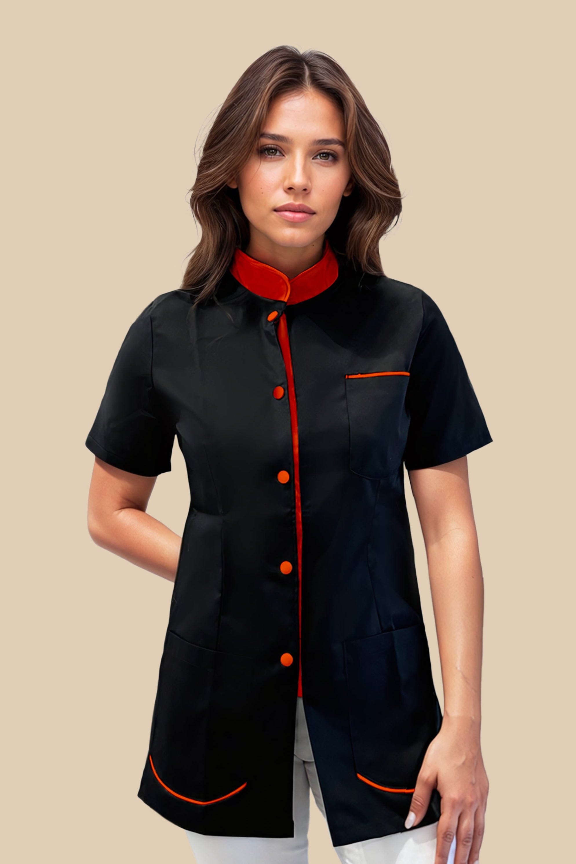 SRC Création Blouse Médicale Blouse médicale femme noir et orange - SAANA