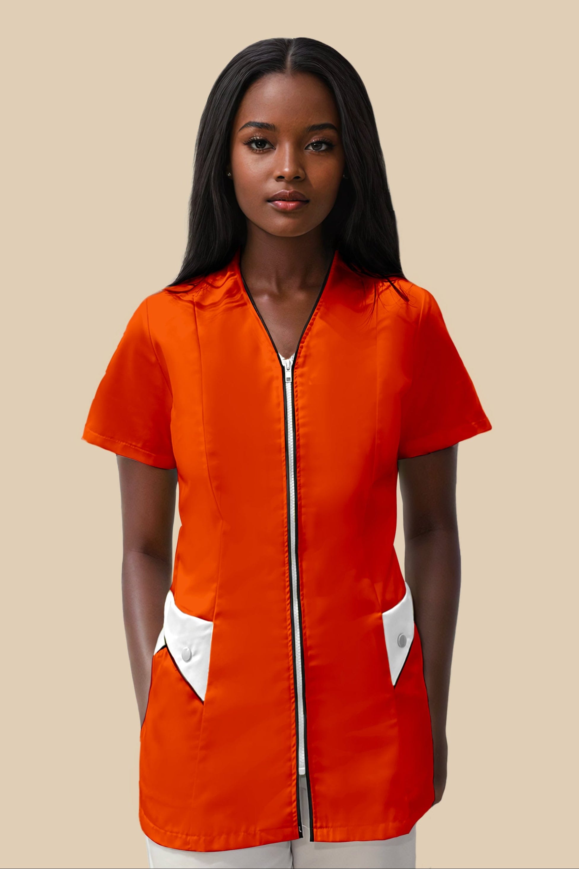 SRC Création Blouse Médicale Blouse médicale femme orange et blanc - NOLA