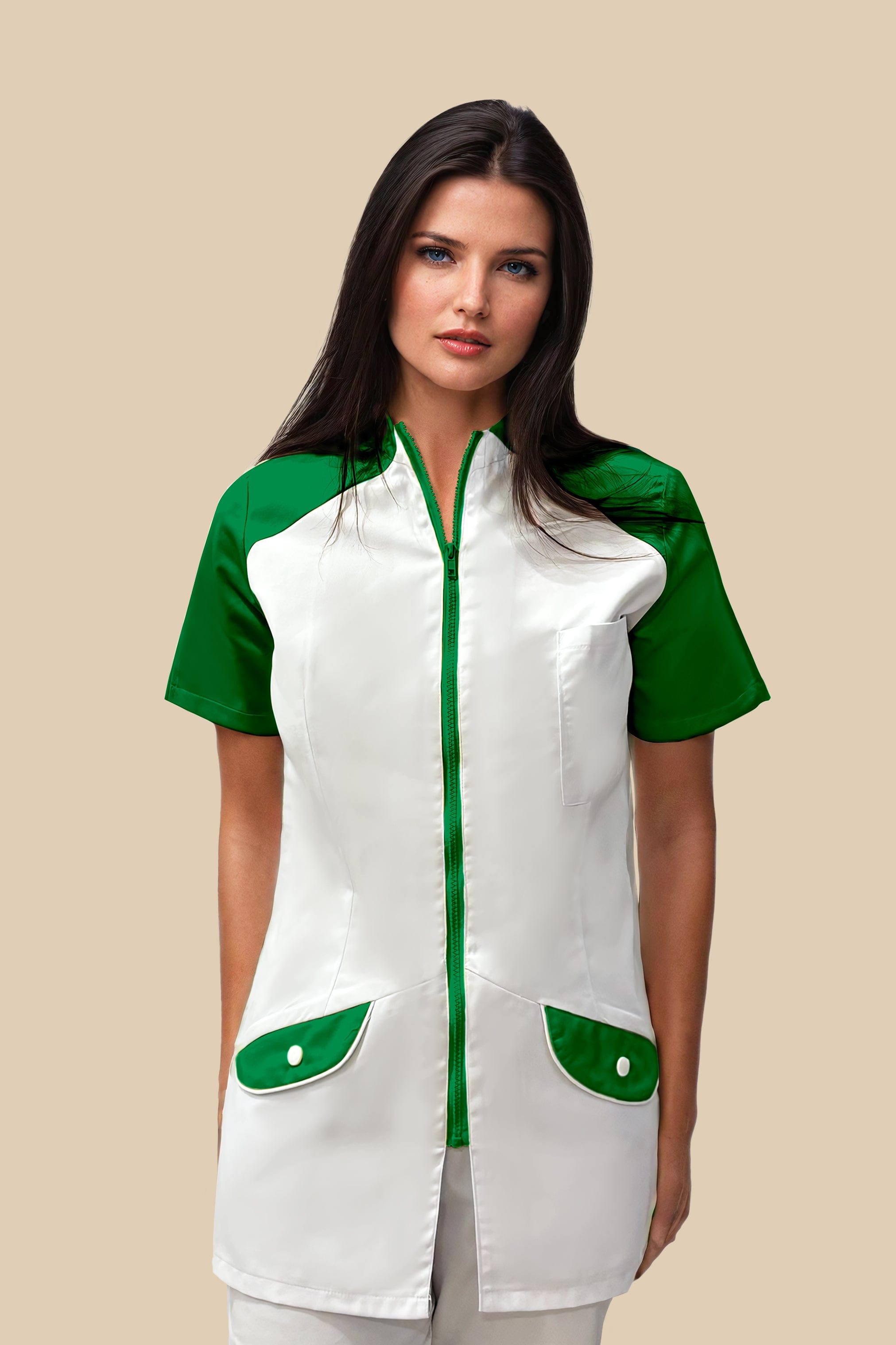 SRC Création Blouse Médicale Blouse médicale femme originale blanc et vert - ALMA