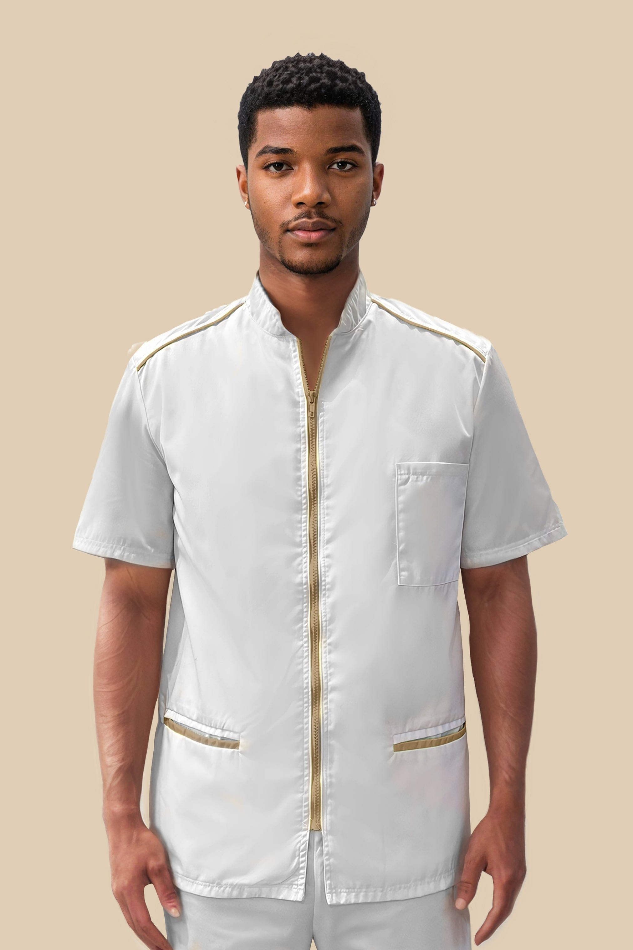 SRC Création Blouse Médicale Blouse médicale homme blanc et biscuit - ALMO