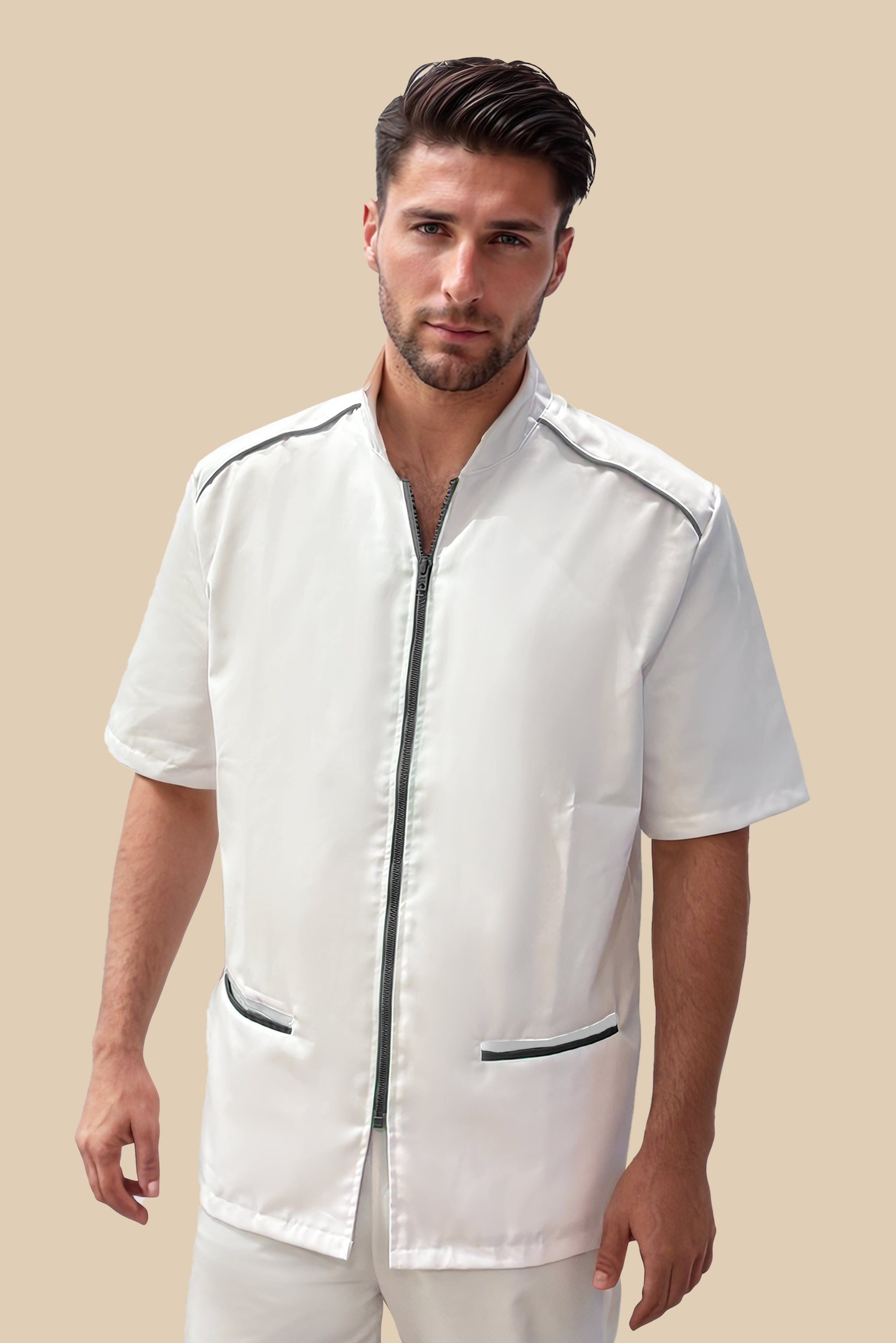 SRC Création Blouse Médicale Blouse médicale homme blanc et gris - ALMO