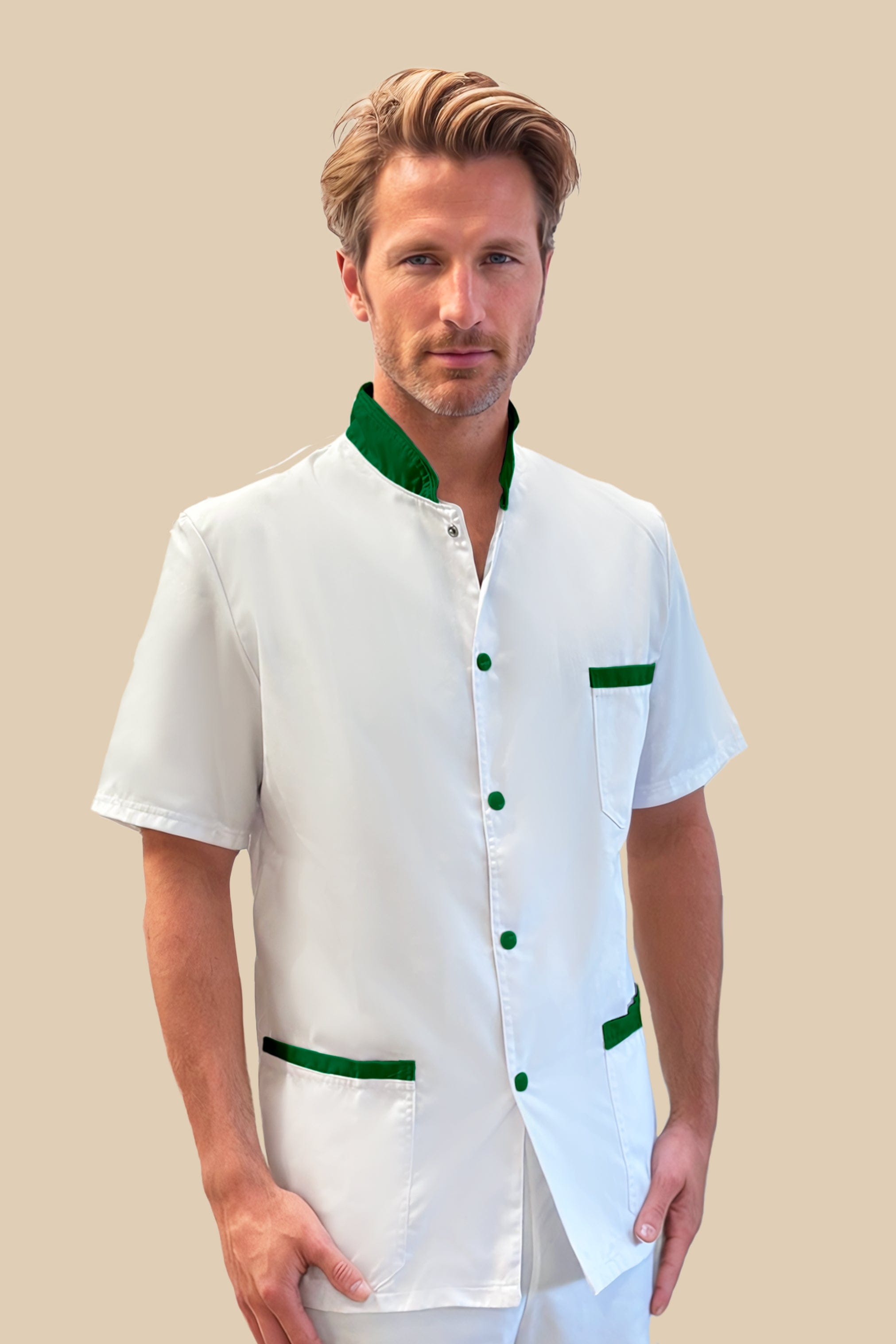 SRC Création Blouse Médicale Blouse médicale homme blanc et vert - ONEGO