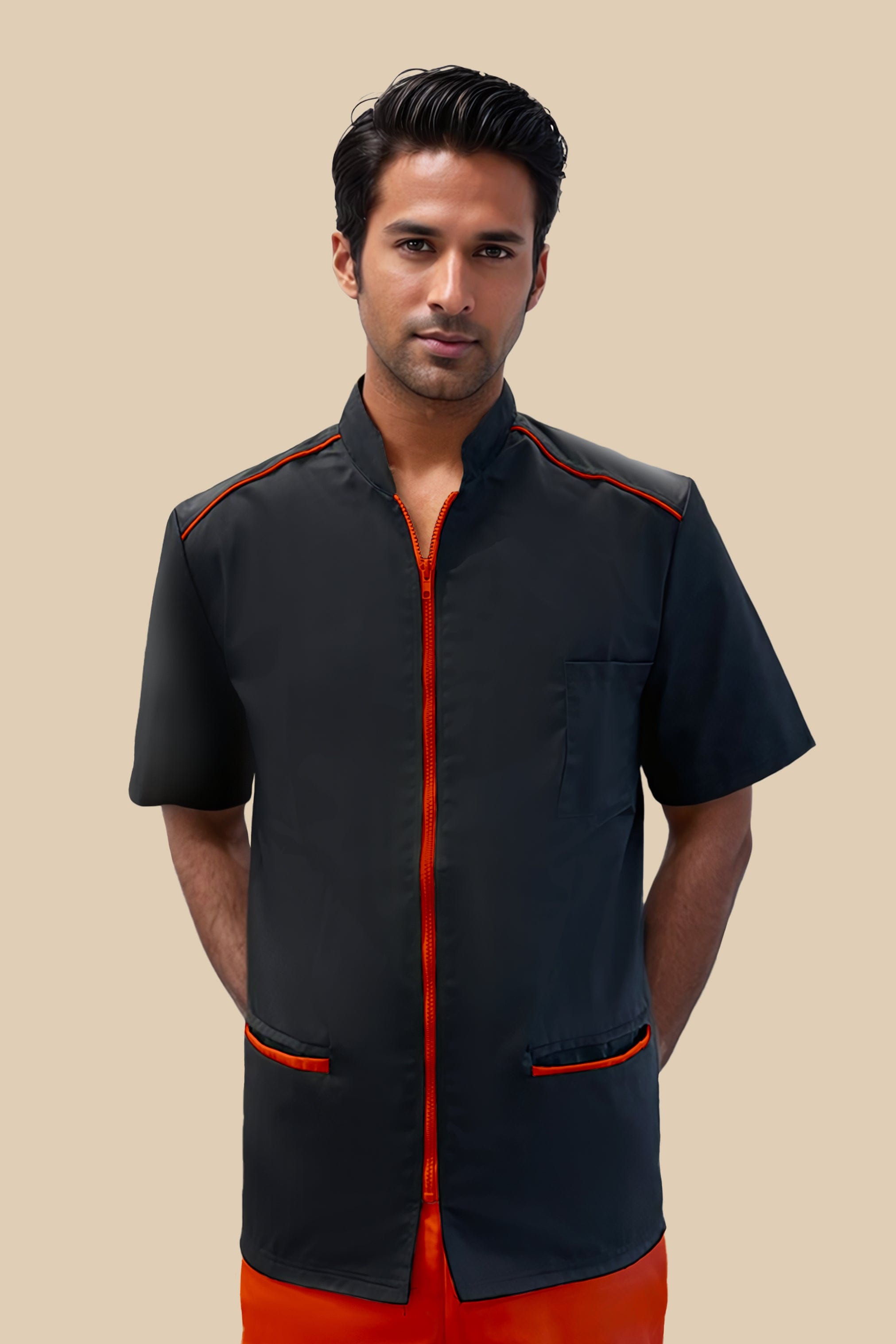 SRC Création Blouse Médicale Blouse médicale homme noir et orange - ALMO