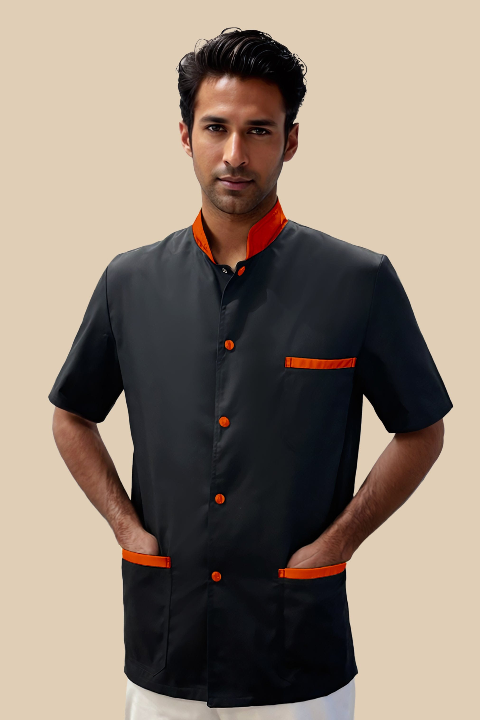 SRC Création Blouse Médicale Blouse médicale homme noir et orange - ONEGO