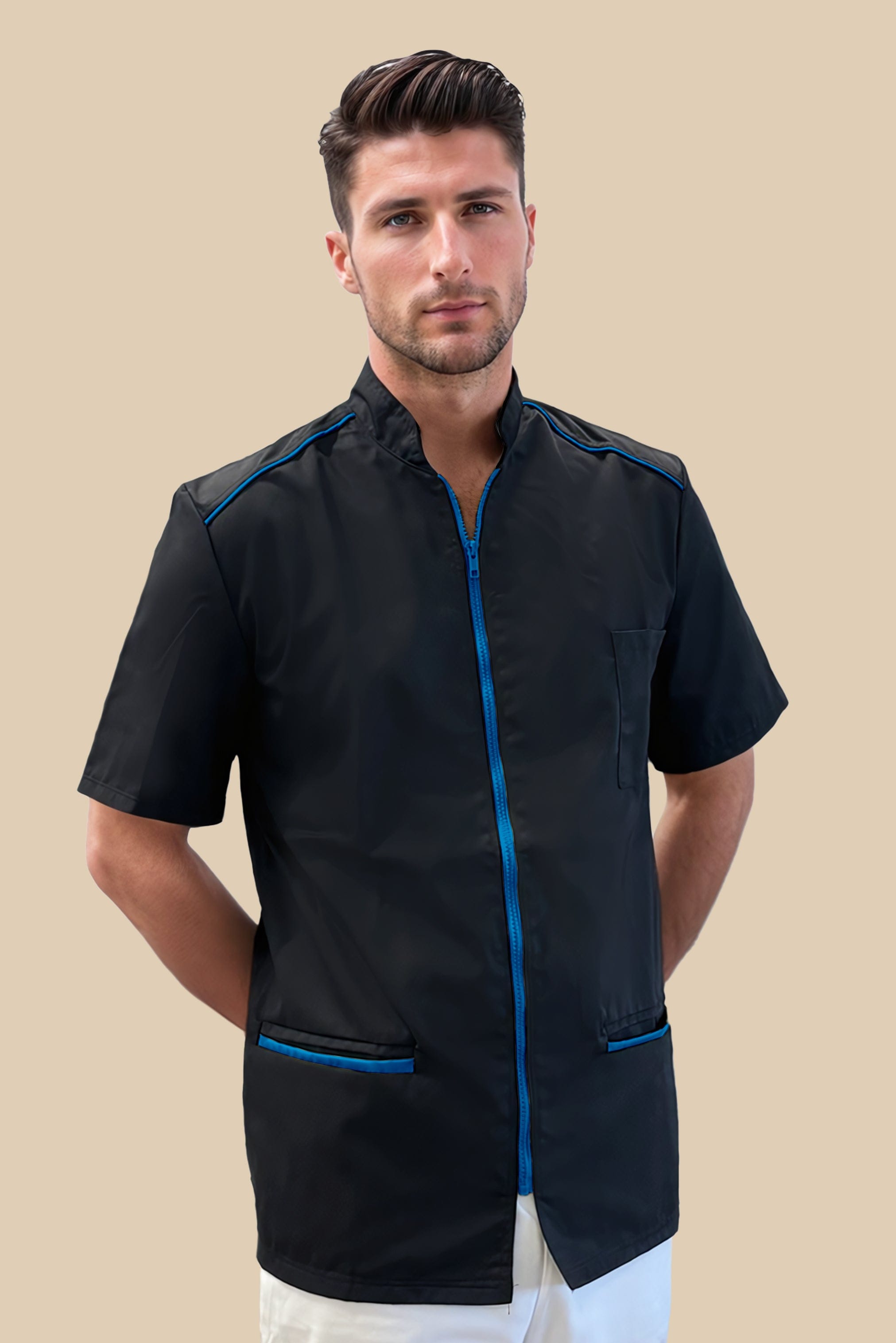 SRC Création Blouse Médicale Blouse médicale homme noir et turquoise - ALMO