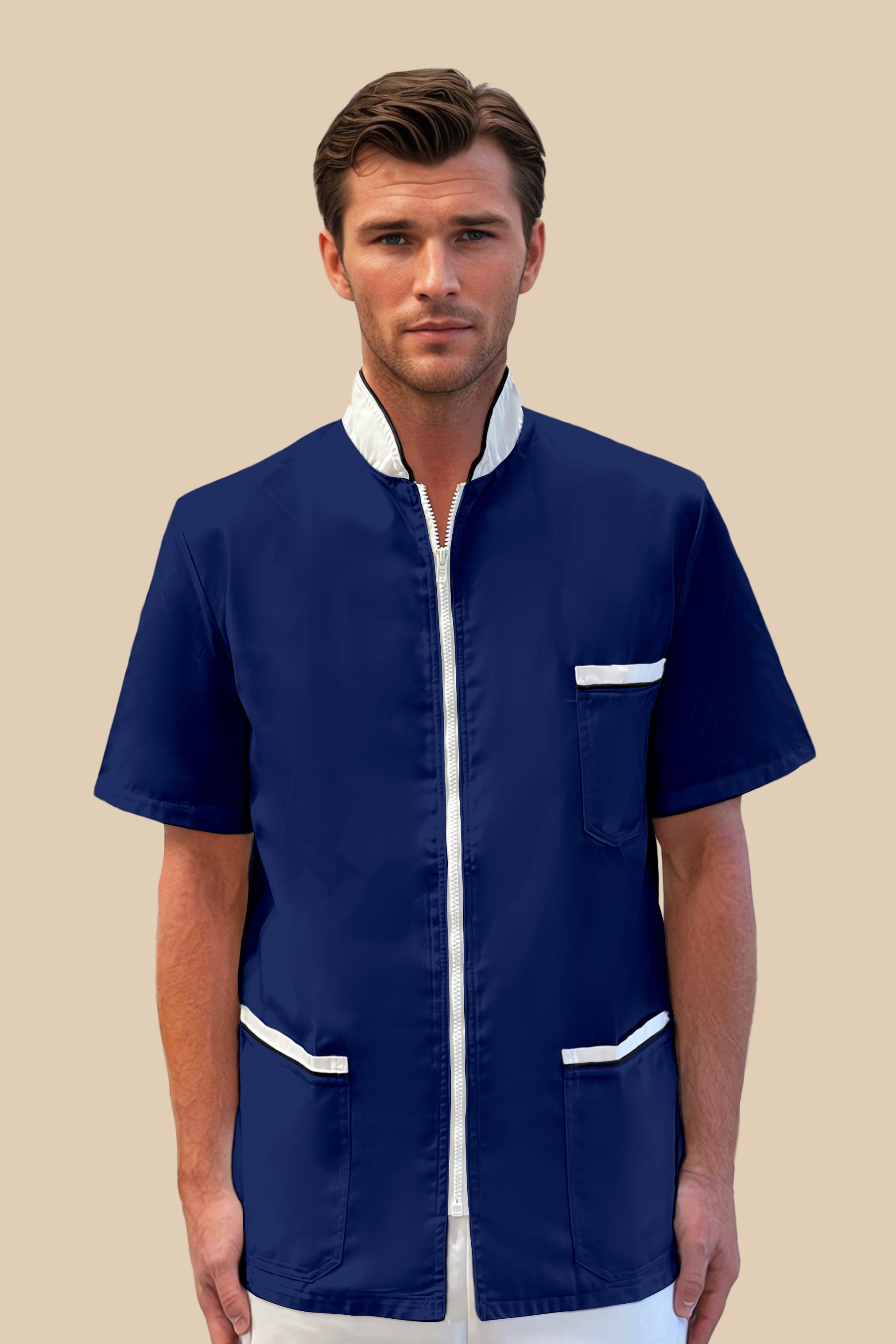 SRC Création Blouse Médicale Blouse médicale marine et blanc homme fermeture éclair - PRESPO