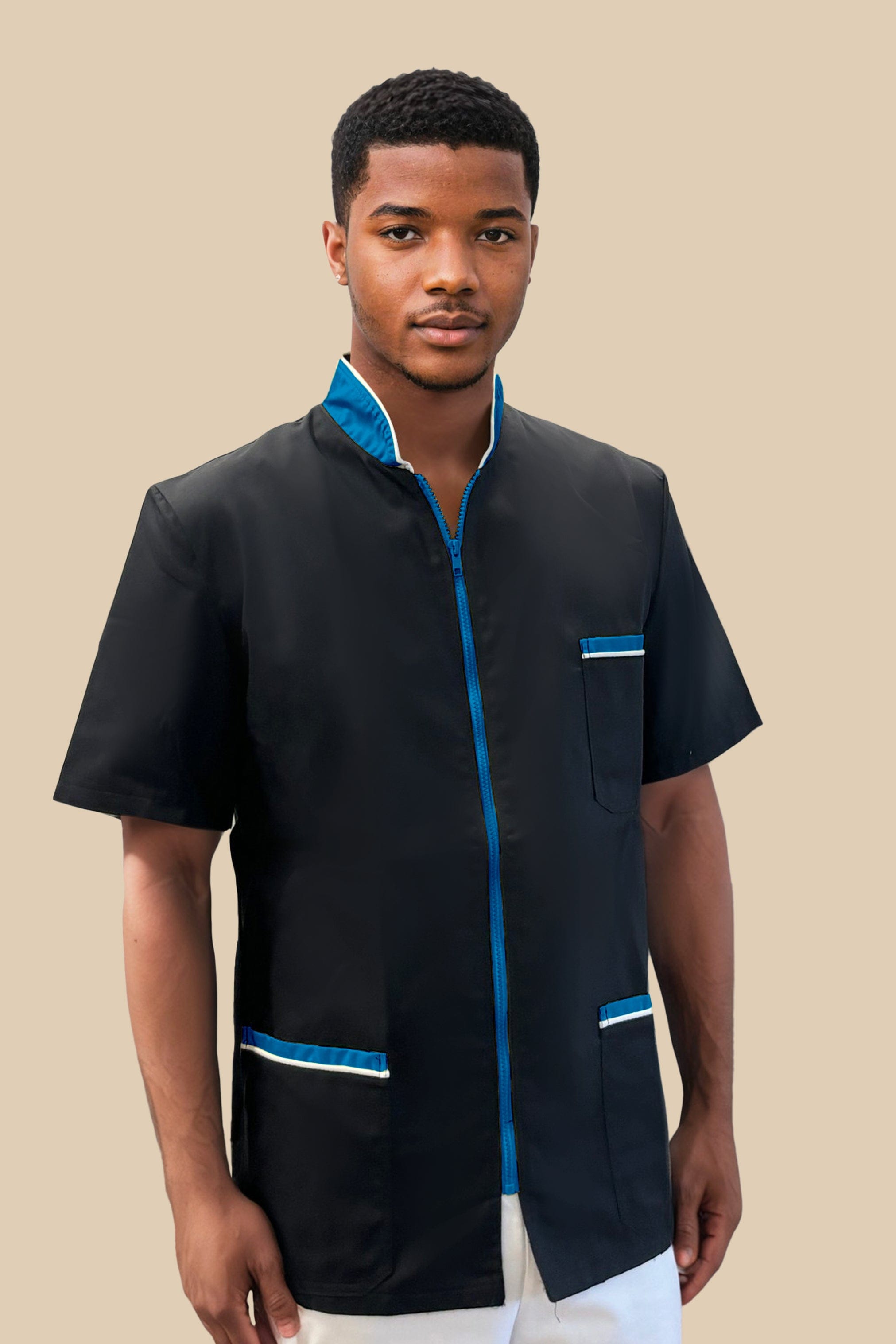 SRC Création Blouse Médicale Blouse médicale noir et turquoise homme fermeture éclair - PRESPO