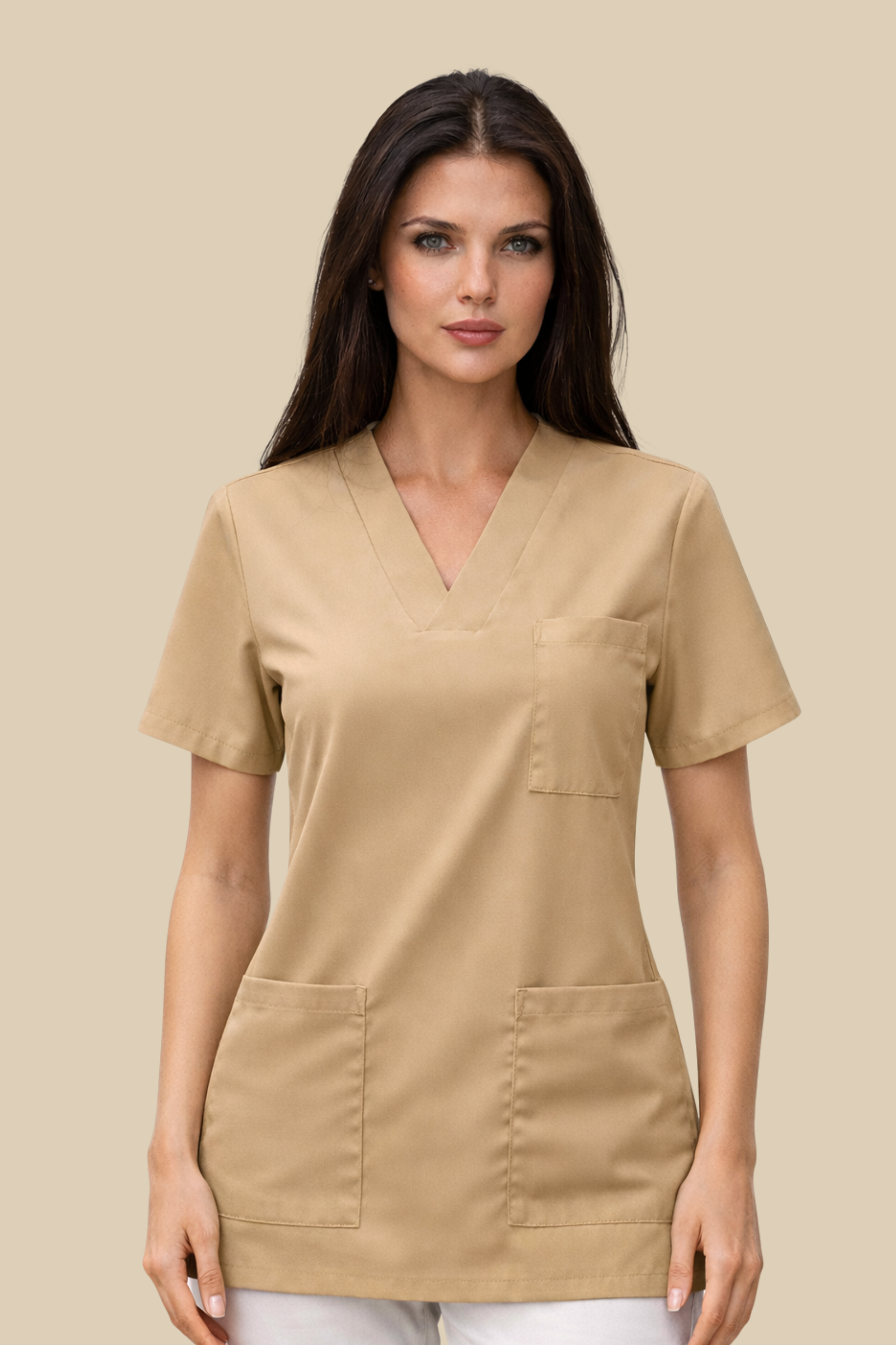 SRC Création Tunique médicale Tunique médicale col V femme biscuit - 7797F