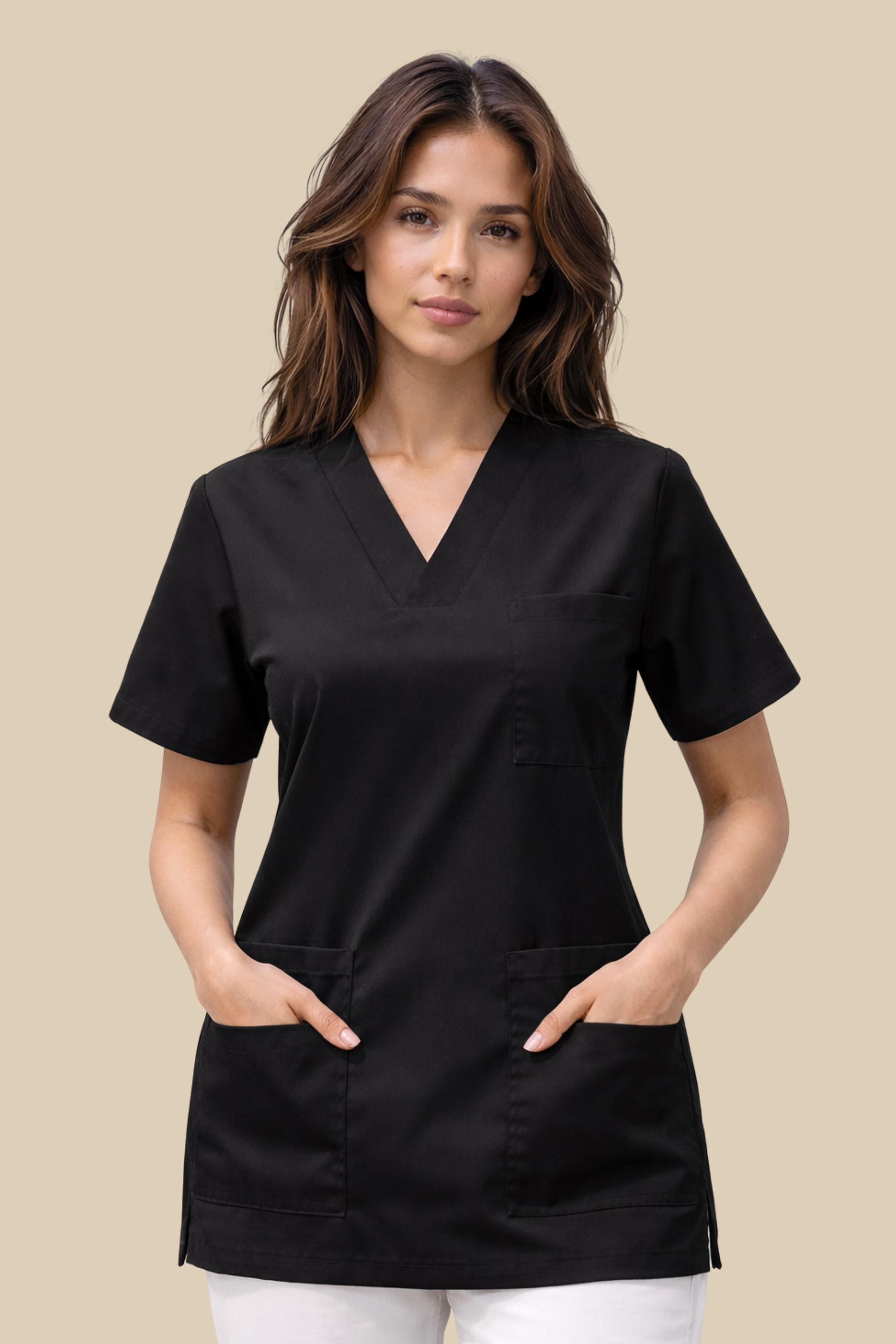 SRC Création Tunique médicale Tunique médicale col V femme noire - 7797F