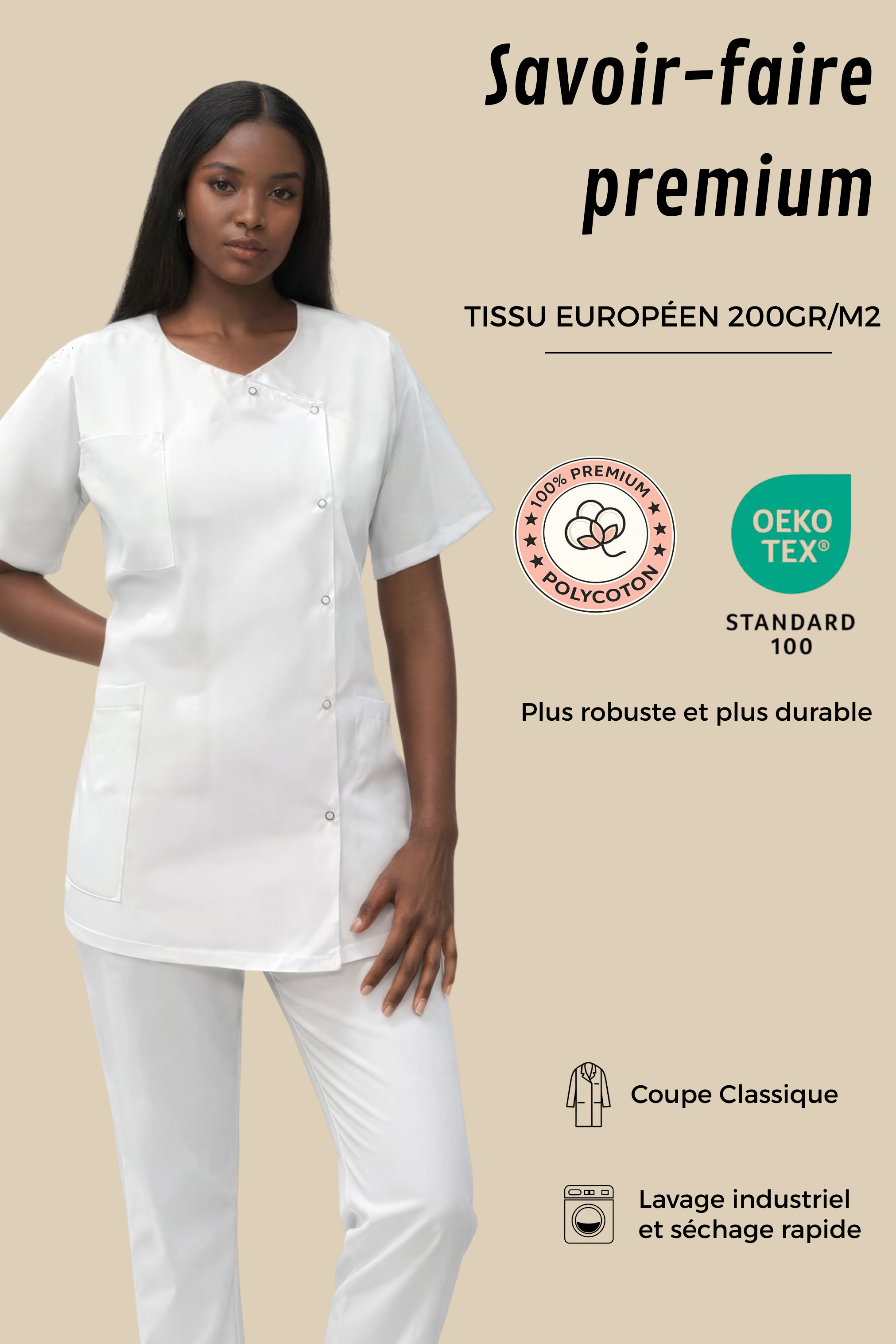 SRC Création Tunique médicale Tunique médicale femme blanche - 1666