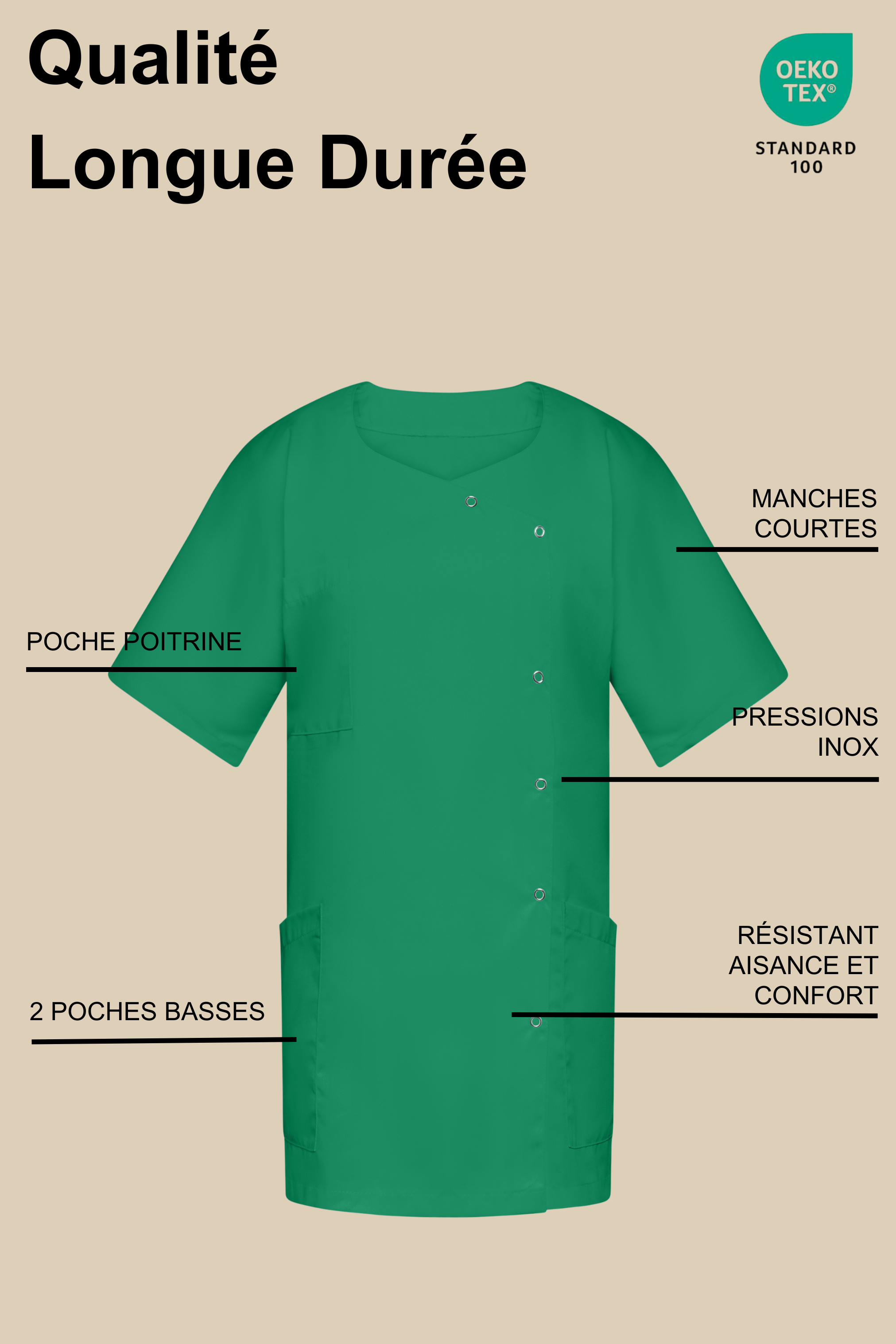 SRC Création Tunique médicale Tunique médicale femme verte - 1666